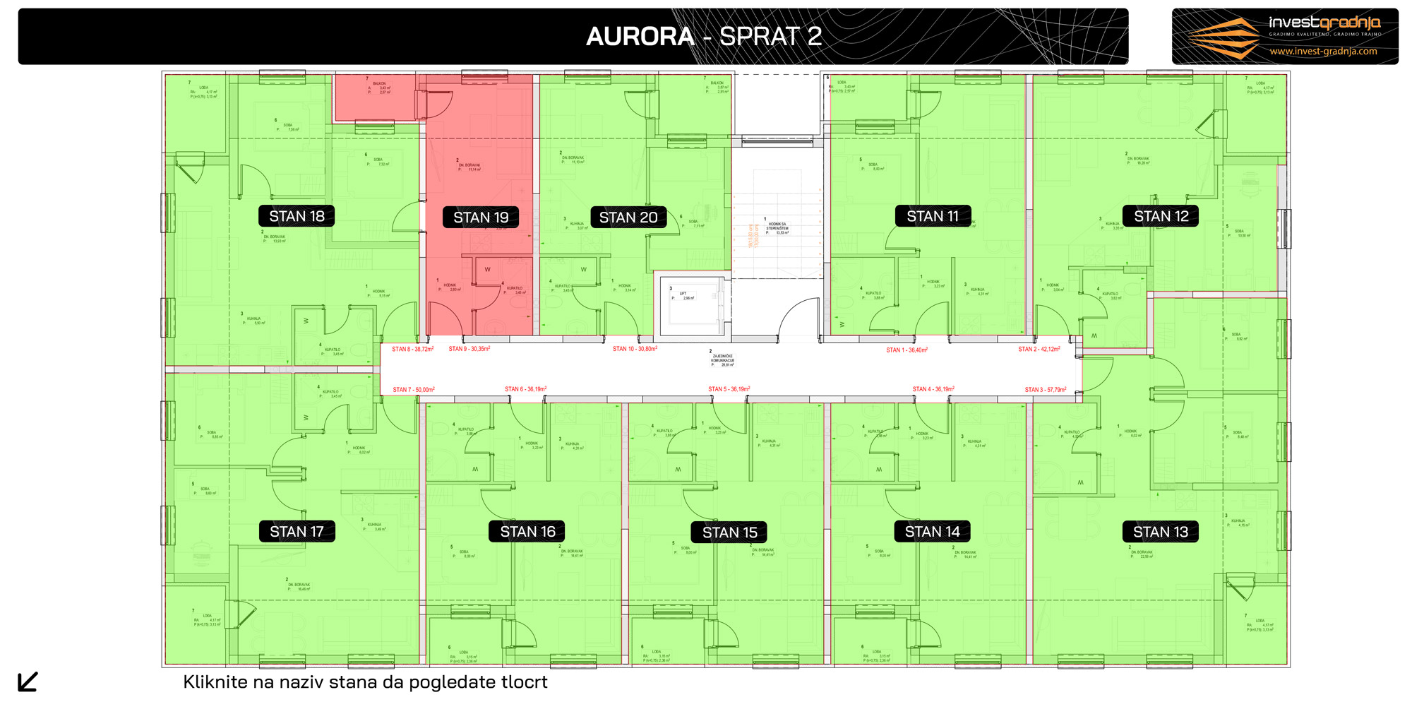 Aurora Doboj - ponuda stanova, 2. sprat