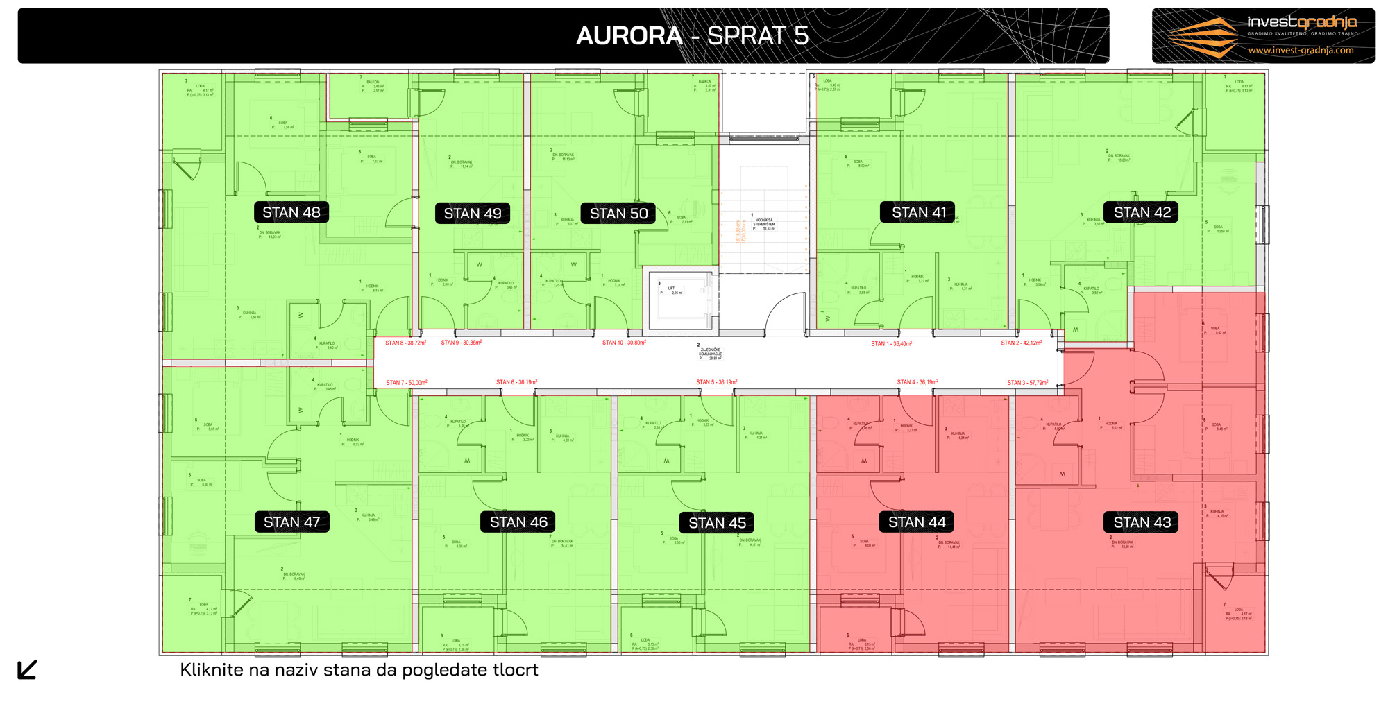 Aurora Doboj - ponuda stanova, 5. sprat